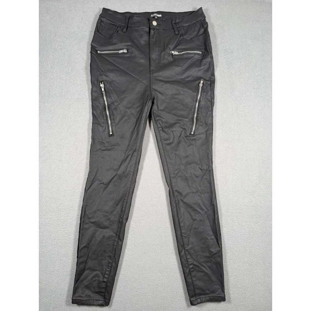 Fashion Nova Black Caliente Moto Skinny Pants Plus Size 1X Faux Leather Coated